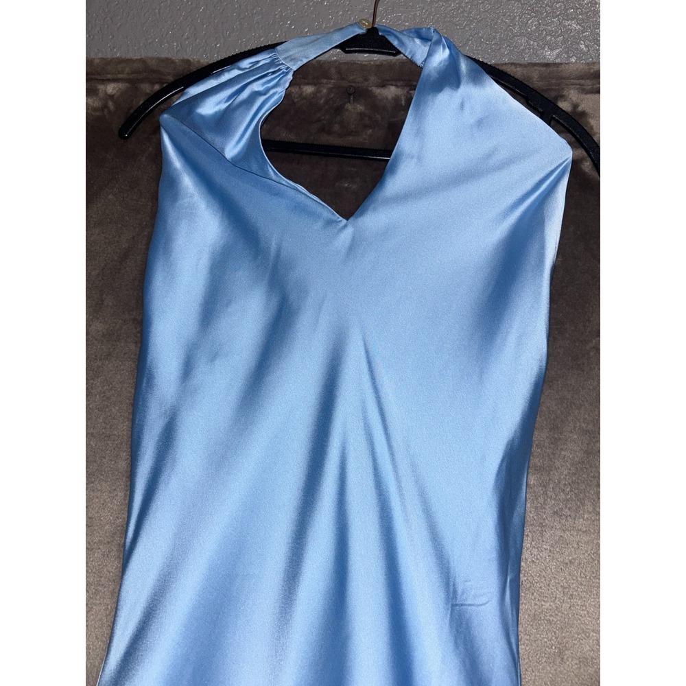 Show Me Your Mumu Jasmine Halter Maxi Dress Womens XS Steele Blue Luxe Satin - Picture 7 of 15
